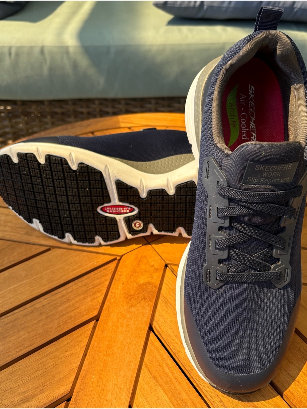 Skechers Men’s Navy and White Slip-Resistant Athletic Work Shoe